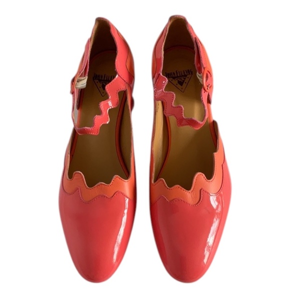 John Fluevog FAIRWAY TRIVIALIS WAVY MARY JANE Shoes Pink Orange, size 7.5 - Picture 8 of 16